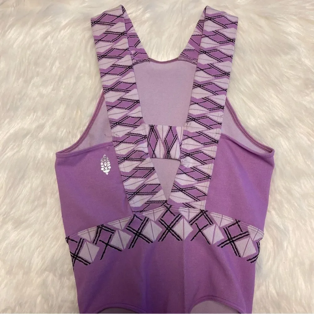 Free People FP Movement Lilac Purple Thong Bodysuit XS / Small NWOT XS/S Stretch